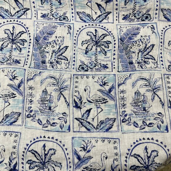 New C & C California Beachy Tunic Top Blouse Size 1X Linen Blue White - Picture 5 of 7